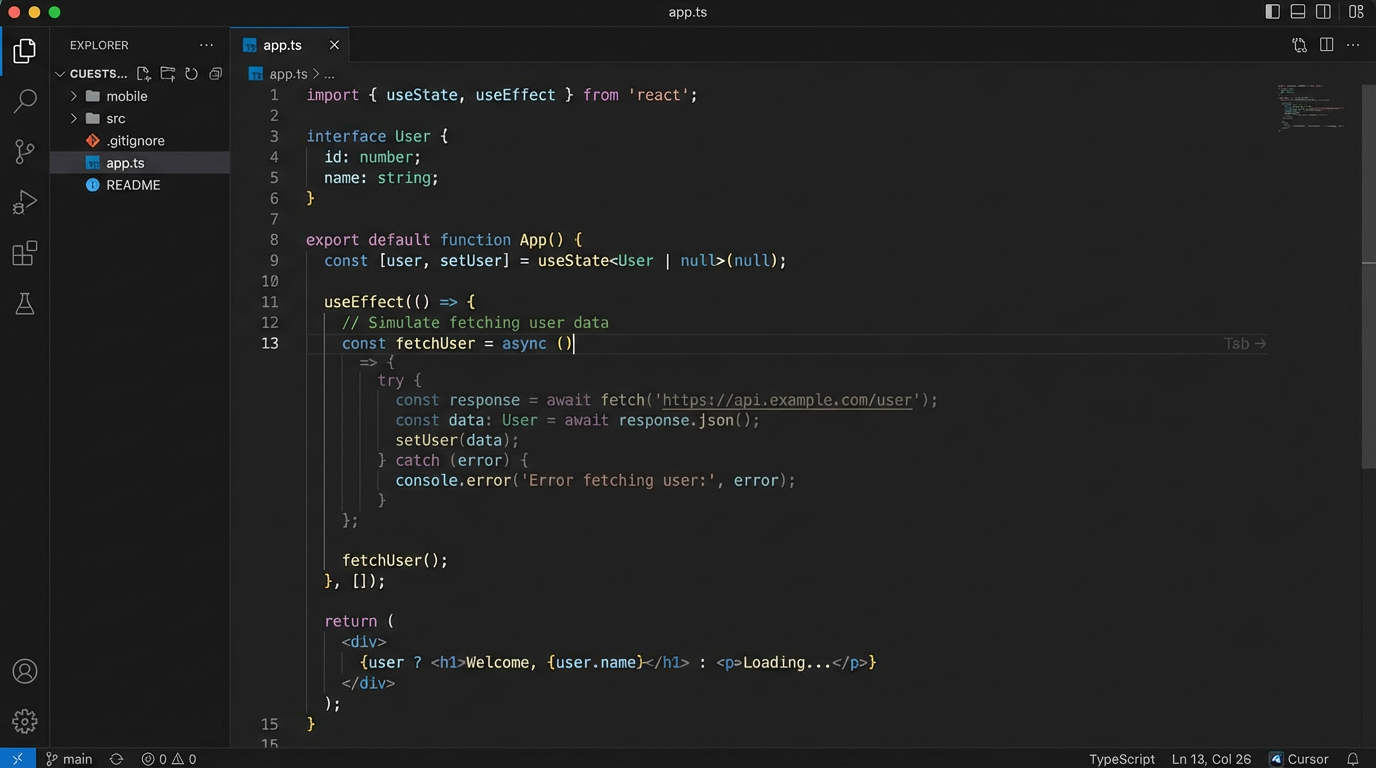 CursorのTab補完機能の例